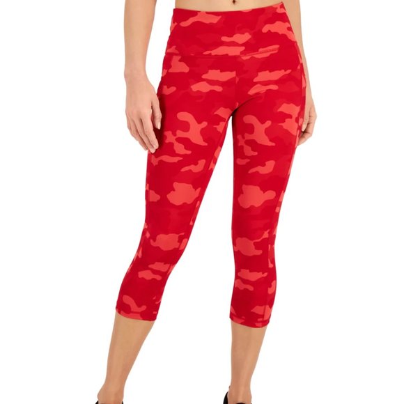 Ideology Pants - BOGO ID Ideology Women's Compression Camo Print Capri Leggings Red Size Medium